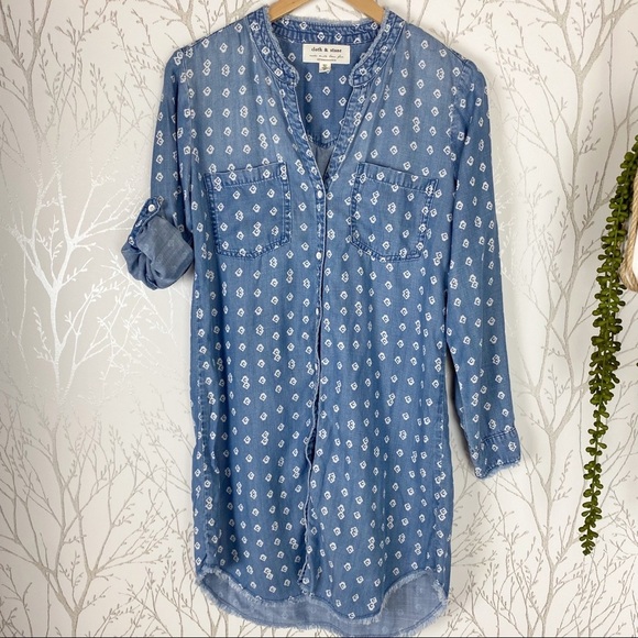 ANTHROPOLOGIE CLOTH & STONE Chambray Mary Lou Shirt Dress XS Coastal Casual - Picture 15 of 15